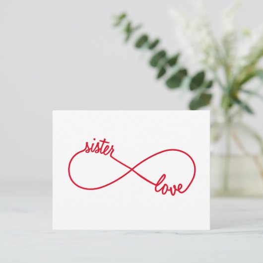 Zuster liefde, oneindig teken briefkaart (Staand voorkant)