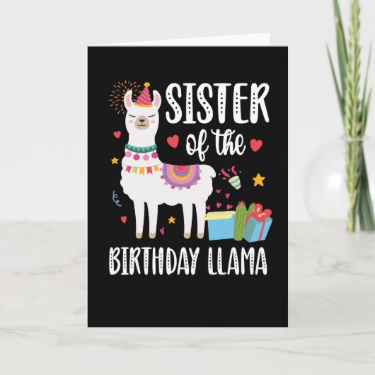 Zuster Llama Matching Llama Birthday Party Outfit Kaart (Voorkant)