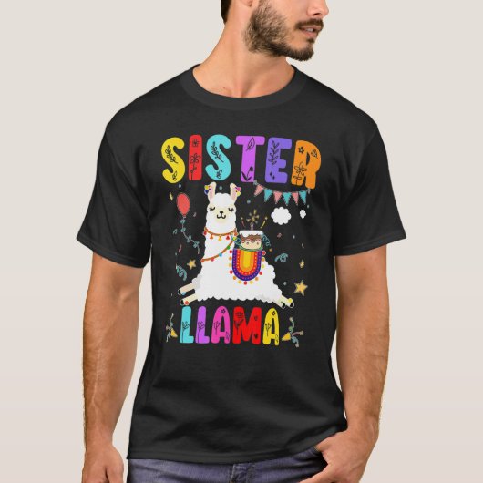 Zuster Llama Verjaardag Llama Alpaca Thema Familie T-shirt (Voorkant)