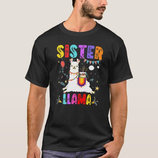 Zuster Llama Verjaardag Llama Alpaca Thema Familie T-shirt (Voorkant)