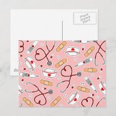 Zuster Love Print Pink Background Briefkaart (Voorkant / Achterkant)