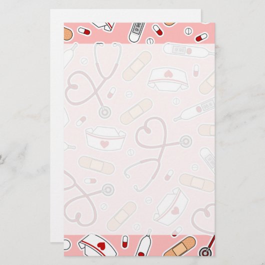 Zuster Love Print Pink Background Briefpapier (Voorkant / Achterkant)