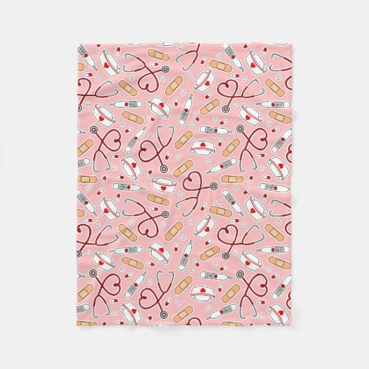 Zuster Love Print Pink Background Fleece Deken (Voorkant)