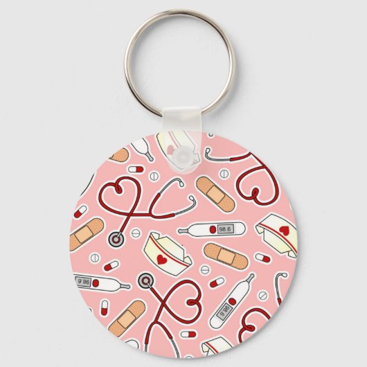 Zuster Love Print Pink Background Sleutelhanger (Voorkant)