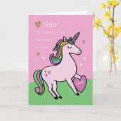 Zuster Magical Unicorn Valentijnsdag Kaart (Gele Bloem)