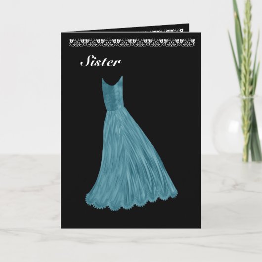 Zuster Maid of Honor Uitnodiging Blauwe jurk (Voorkant)
