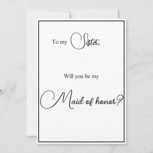Zuster Maid of Honor Voorstel Kaart (Voorkant)