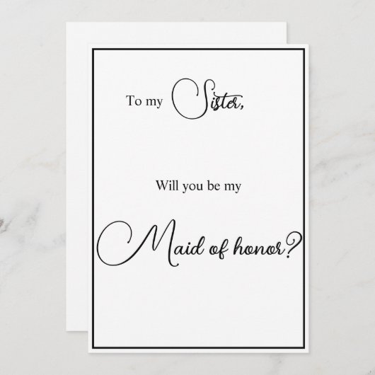 Zuster Maid of Honor Voorstel Kaart (Voorkant / Achterkant)