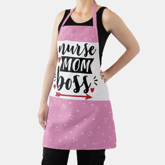 Zuster mam baas typografie roze floreel patroon  schort (Insitu)