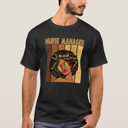 Zuster Manager Afro African American Black History T-shirt (Voorkant)