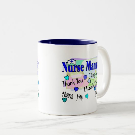 Zuster Manager DANK U Tweekleurige Koffiemok (Voorkant rechts)