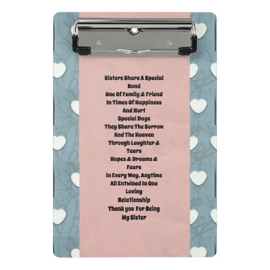 Zuster Marshmallow Hearts Mini Klembord (Voorkant)