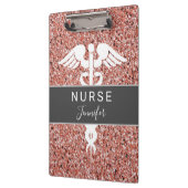 Zuster Medical Caduceus Roze Rose Glitter Naam  Klembord (Links)