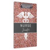 Zuster Medical Caduceus Roze Rose Glitter Naam  Klembord (Rechts)