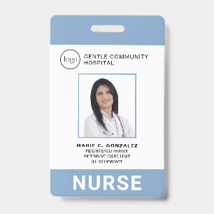 Zuster Medical Light Blue Hospital Logo Foto ID Badge
