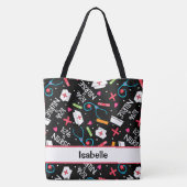 Zuster Medical Name Persoonlijke zwarte student Tote Bag (Achterkant)