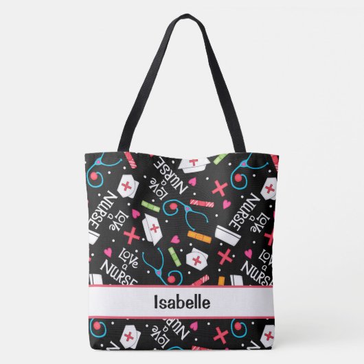 Zuster Medical Name Persoonlijke zwarte student Tote Bag (Achterkant)