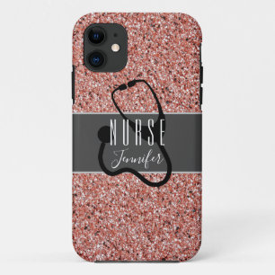 Zuster Medical Stethoscoop Roze Glitter Gepersonal Case-Mate iPhone Case