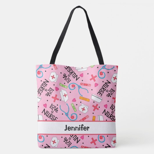 Zuster Medische benaming Aangepaste roze student Tote Bag (Achterkant)