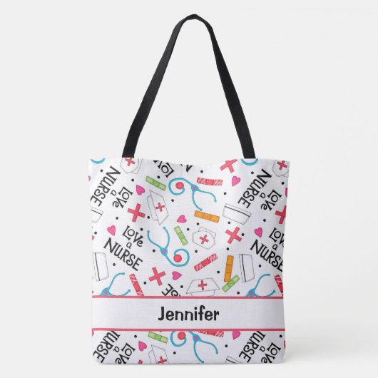Zuster Medische naam Persoonlijke Witte Student Tote Bag (Achterkant)