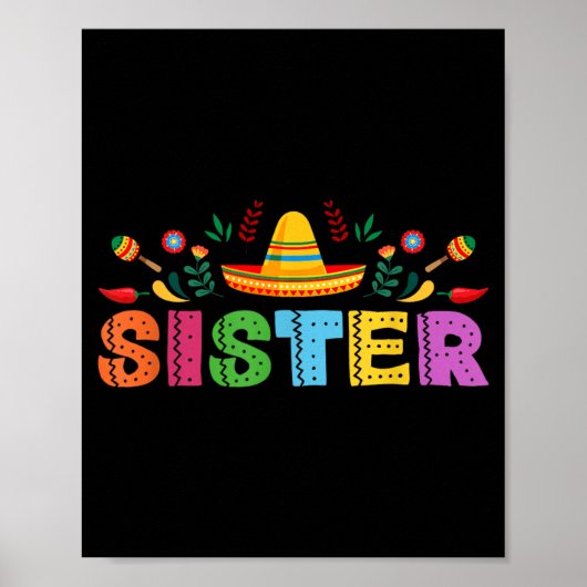 Zuster Mexicaans Feest Verjaardagsfeest Thema Matc Poster (Voorkant)