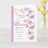 Zuster Moederdag Kaart met bloemetjes en vlinders (Gele Bloem)