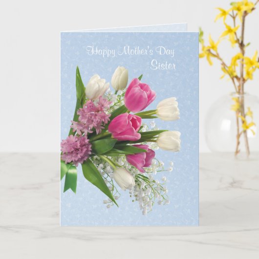 Zuster, Moederdag kaart met lentebloemen. (Gele Bloem)