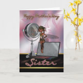 Zuster Moederdag Kaart met make-up fee (Gele Bloem)