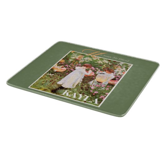 Zuster, Moederdag, meisjes in de Vloertuin, Gift Snijplank (Hoek)