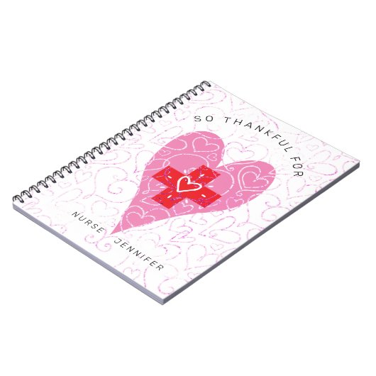 Zuster Monogram roze harten Monogram Naam Notitieboek (Linkerzijde)