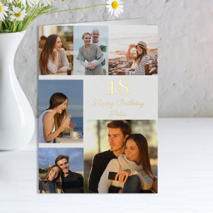 Zuster Naam of Relatie 6 Foto Elke Leeftijd Goud F Folie Wenskaart