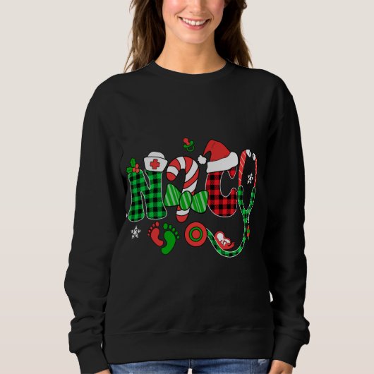 Zuster NICU Kerststethoscoop Santa Hat Buffalo Trui (Voorkant)