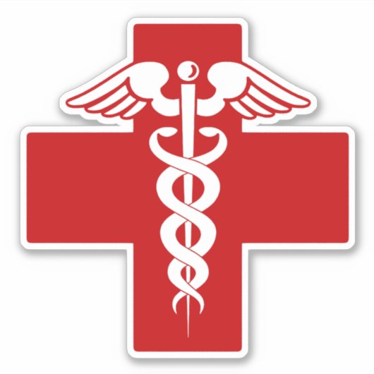 Zuster of Doctor Caduceus Cross Sticker (Voorkant)