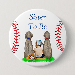 Zuster om te zijn   Baseball Theme Boy's Baby show Ronde Button 7,6 Cm