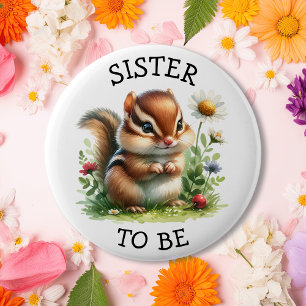 Zuster om te zijn   Fox Woodland thema Baby shower Ronde Button 5,7 Cm