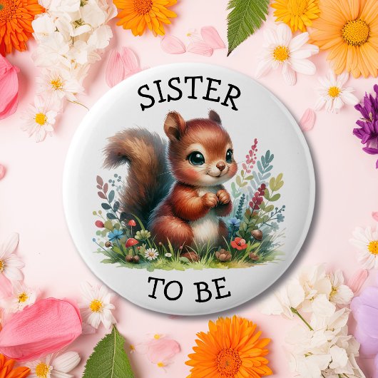 Zuster om te zijn | Woodland thema Baby shower maa Ronde Button 5,7 Cm