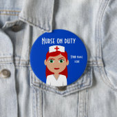 Zuster on Duty Blue Round Button (In situ)