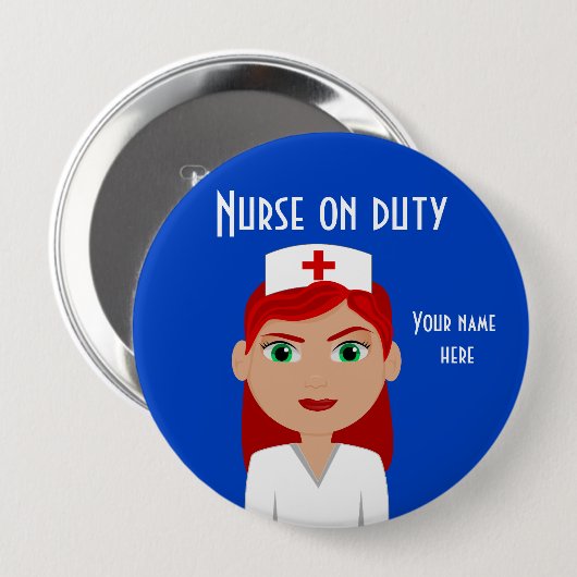 Zuster on Duty Blue Round Button (Voorkant /achterkant)