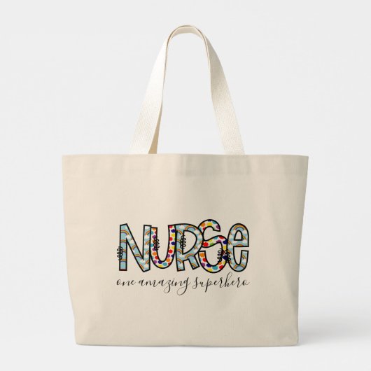 Zuster One Amazing Superheld Modern Typografie Grote Tote Bag (Achterkant)