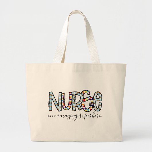 Zuster One Amazing Superheld Modern Typografie Grote Tote Bag (Voorkant)