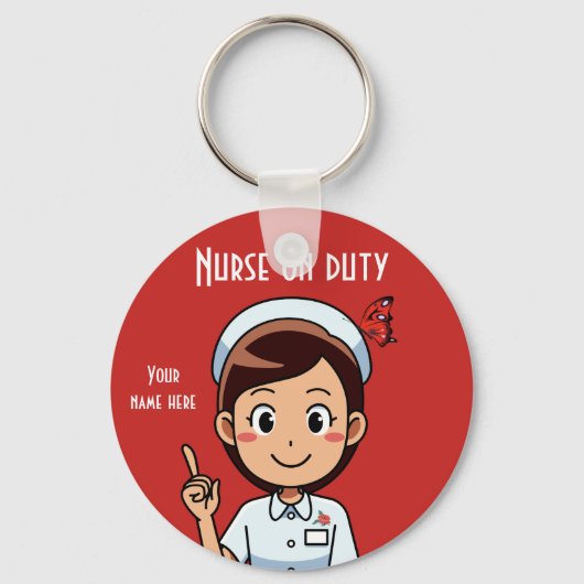 Zuster op dienst met vlinder sleutelhanger (Voorkant)