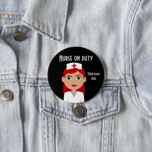 Zuster op Duty Black Round Button (In situ)