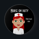 Zuster op Duty Black Round Button<br><div class="desc">Zuster on Duty Design Round Button.</div>