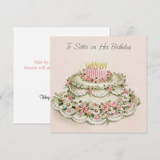 Zuster op haar  stijl van de verjaardag feestdagenkaart (Voorkant / Achterkant)