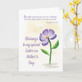 Zuster op Moederdag Blessenaar Violet Flower Kaart (Gele Bloem)
