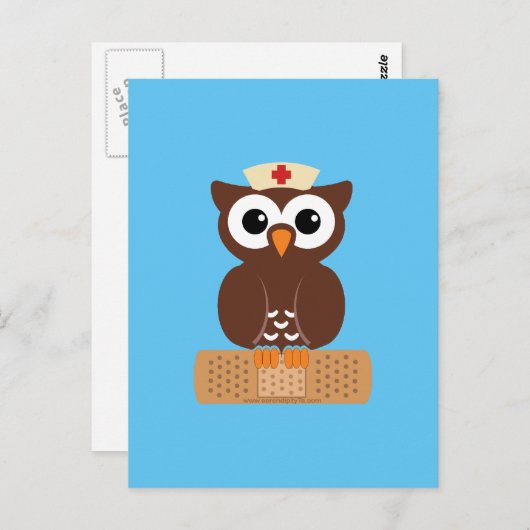 Zuster Owl (m/bandaid) Briefkaart (Voorkant / Achterkant)