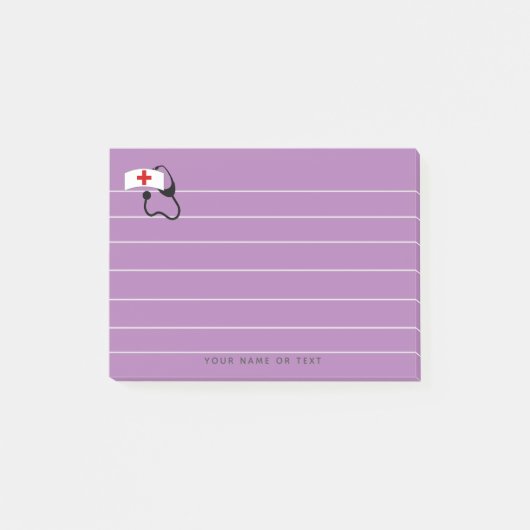 Zuster Paars Stethoscoop Fun Personalizeerd Post-it® Notes (Voorkant)