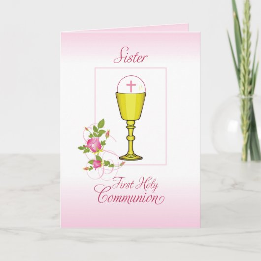 Zuster Pink First Heilige Communie, Chalice, Host Kaart (Voorkant)