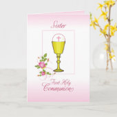 Zuster Pink First Heilige Communie, Chalice, Host Kaart (Gele Bloem)