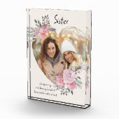 Zuster Pink Floral Gold Geometric Heart Fotoblokken (Rechts)